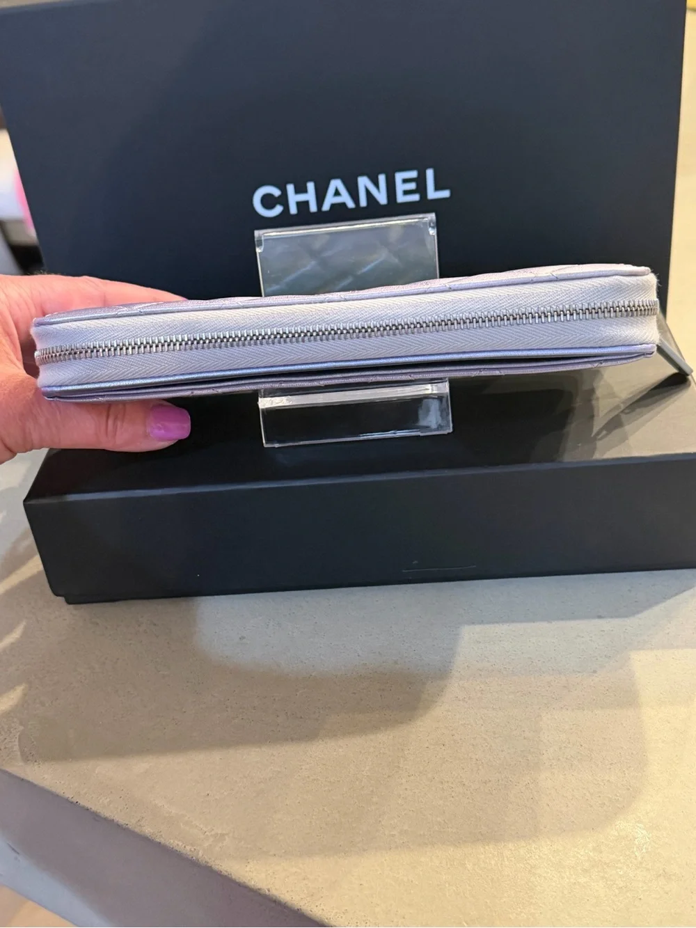 CHANEL | ✨NEW✨ Ombré Gradient Iridescent Quilted Zip Around Long Wallet